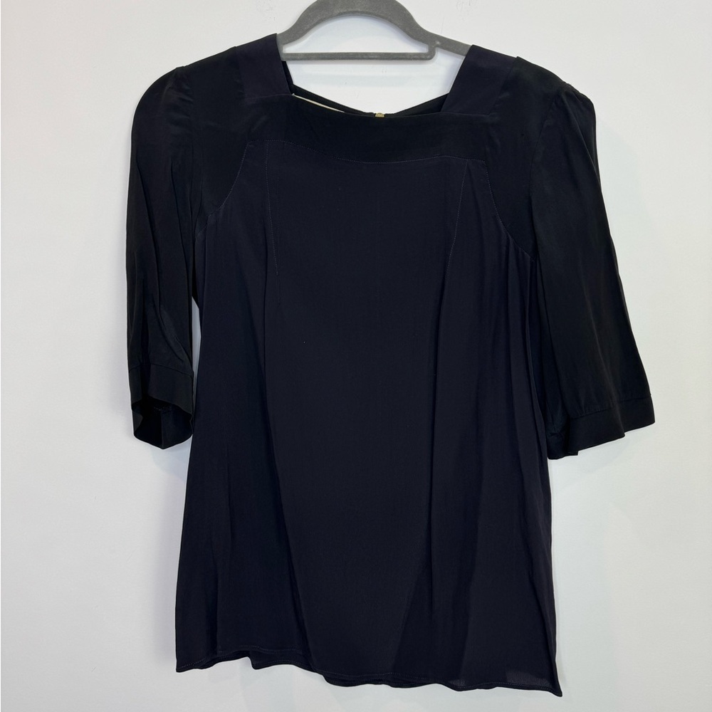 Marni Black Silk-Blend Square Neck Blouse